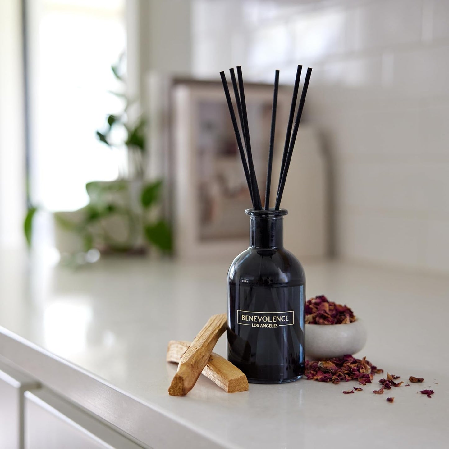 Reed Diffuser Set, Relaxing Rose & Sandalwood Fragrance Diffuser, Aromatherapy Reed Diffuser Sticks with Gift Box, Scented Sticks Diffuser, Bathroom Diffuser